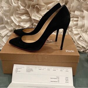 Christian Louboutin Pigalle Follies 100 Black Suede Pumps | EU 38.5 (Runs Small)